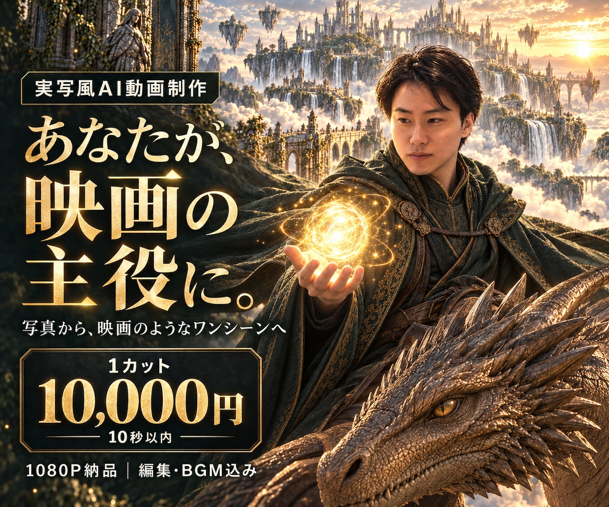 あなたが主役の映画風AI動画を制作します 写真から、あなたが主役の映画のワンシーンへ イメージ1