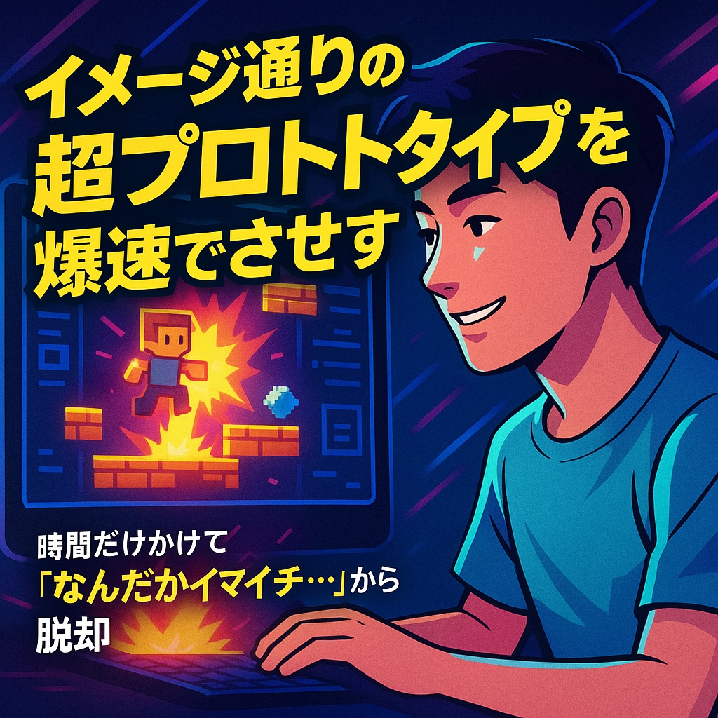 イメージ通りの超プロトタイプを爆速で完成させます 時間をかけてゲーム制作→なんだかイマイチ・・・からの脱却 イメージ1