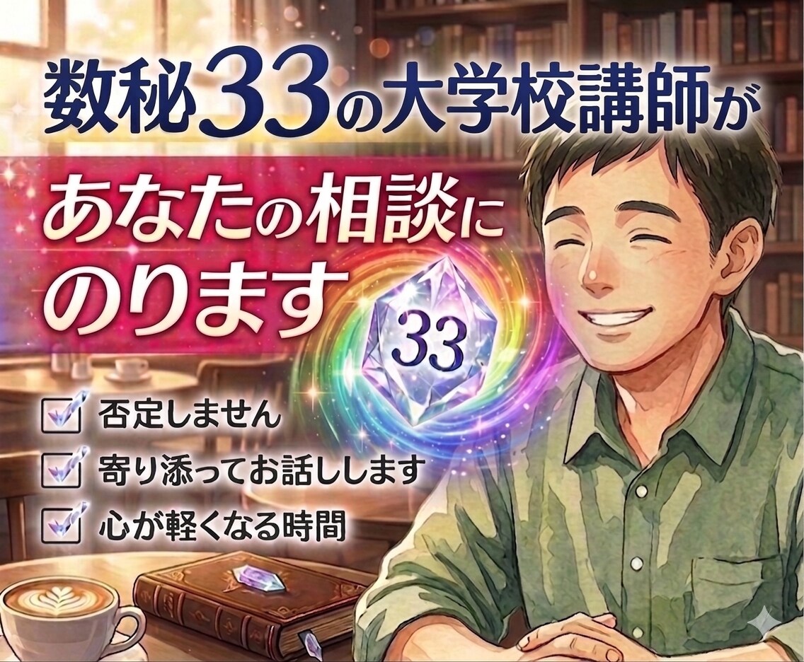 数秘33の僕があなたの相談にのります 否定なしで安心して話せる共感型相談 イメージ1