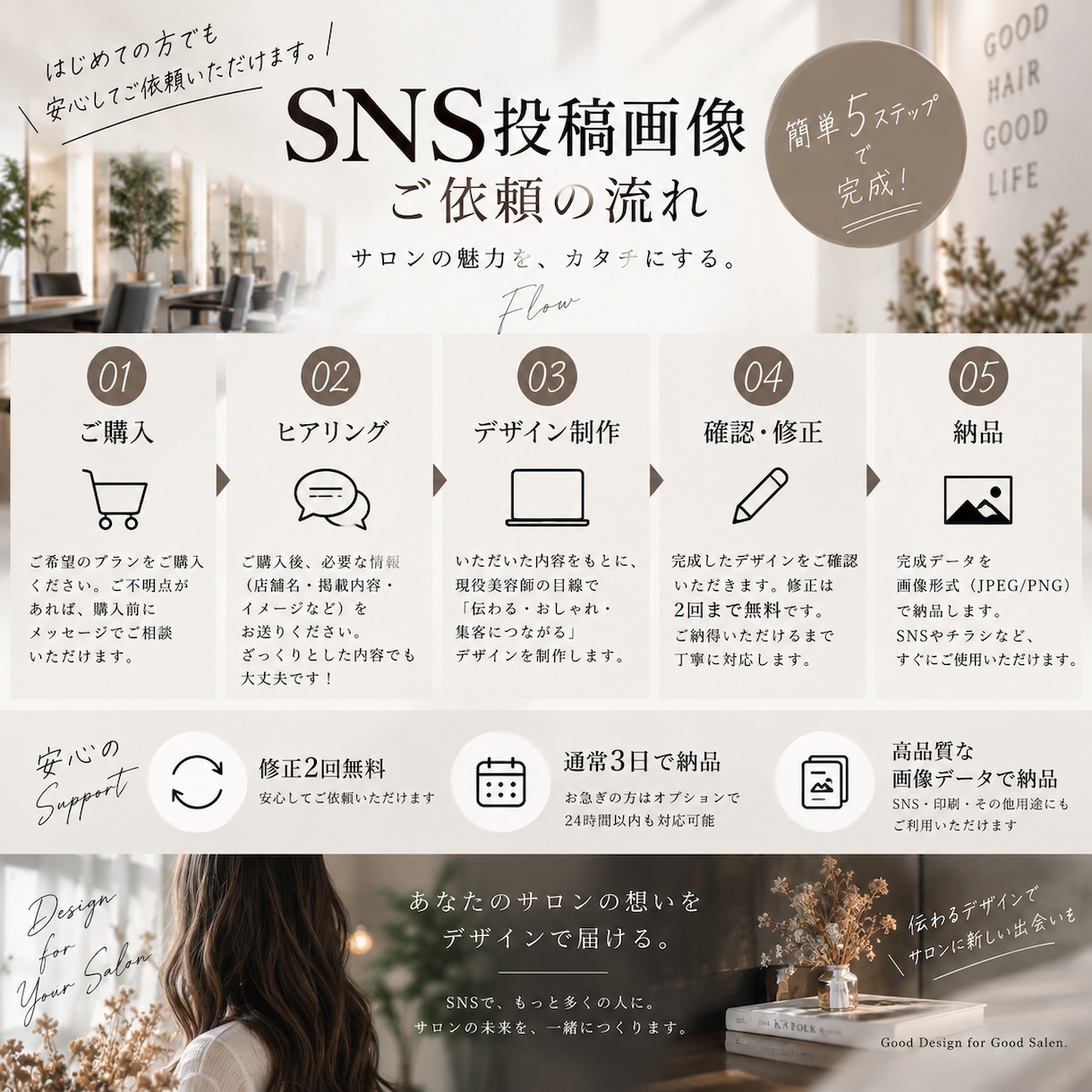 美容室向けSNS投稿・キャンペーン画像を作成します 現役美容師が集客・予約につながる画像をデザインします イメージ4