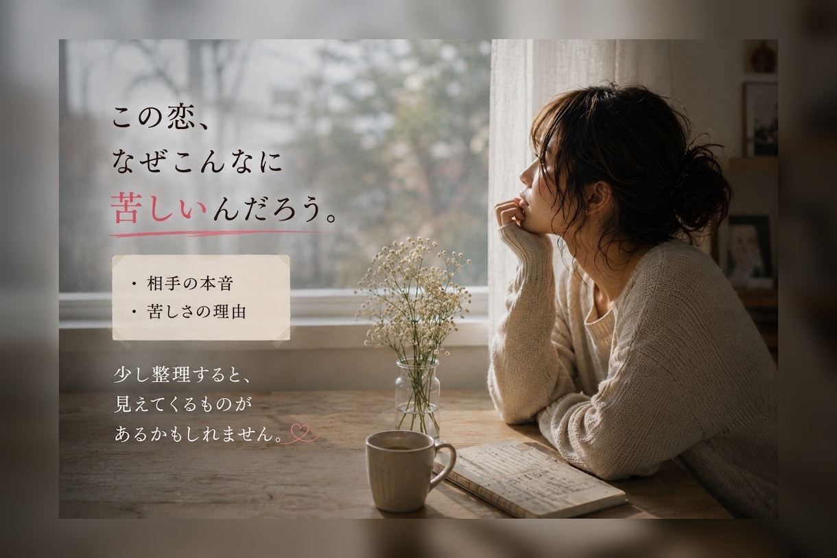 あの人の本音と、この恋が苦しい理由を読み解きます 分かってほしかった恋の苦しさに寄り添う感情翻訳リーディング イメージ3