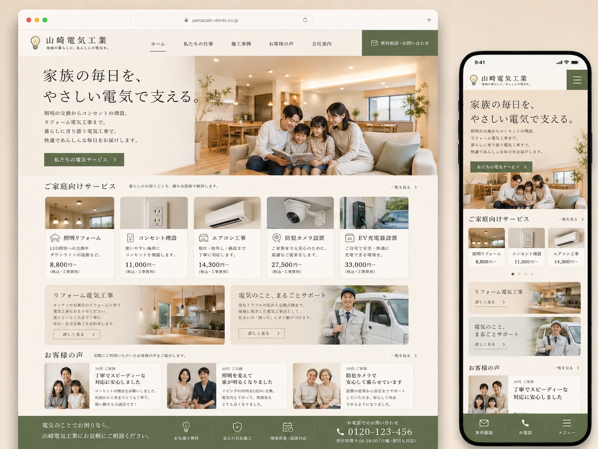 電気屋さん専門のホームページを制作しますます お客様想いの現場の強みが伝わる、更新しやすいホームページ イメージ5