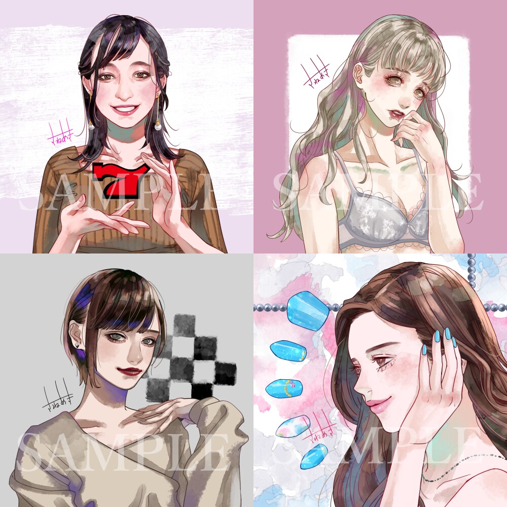 オシャレなSNSアイコン/イラストを制作致します 透明感のある美しいタッチをご希望の方に イメージ3