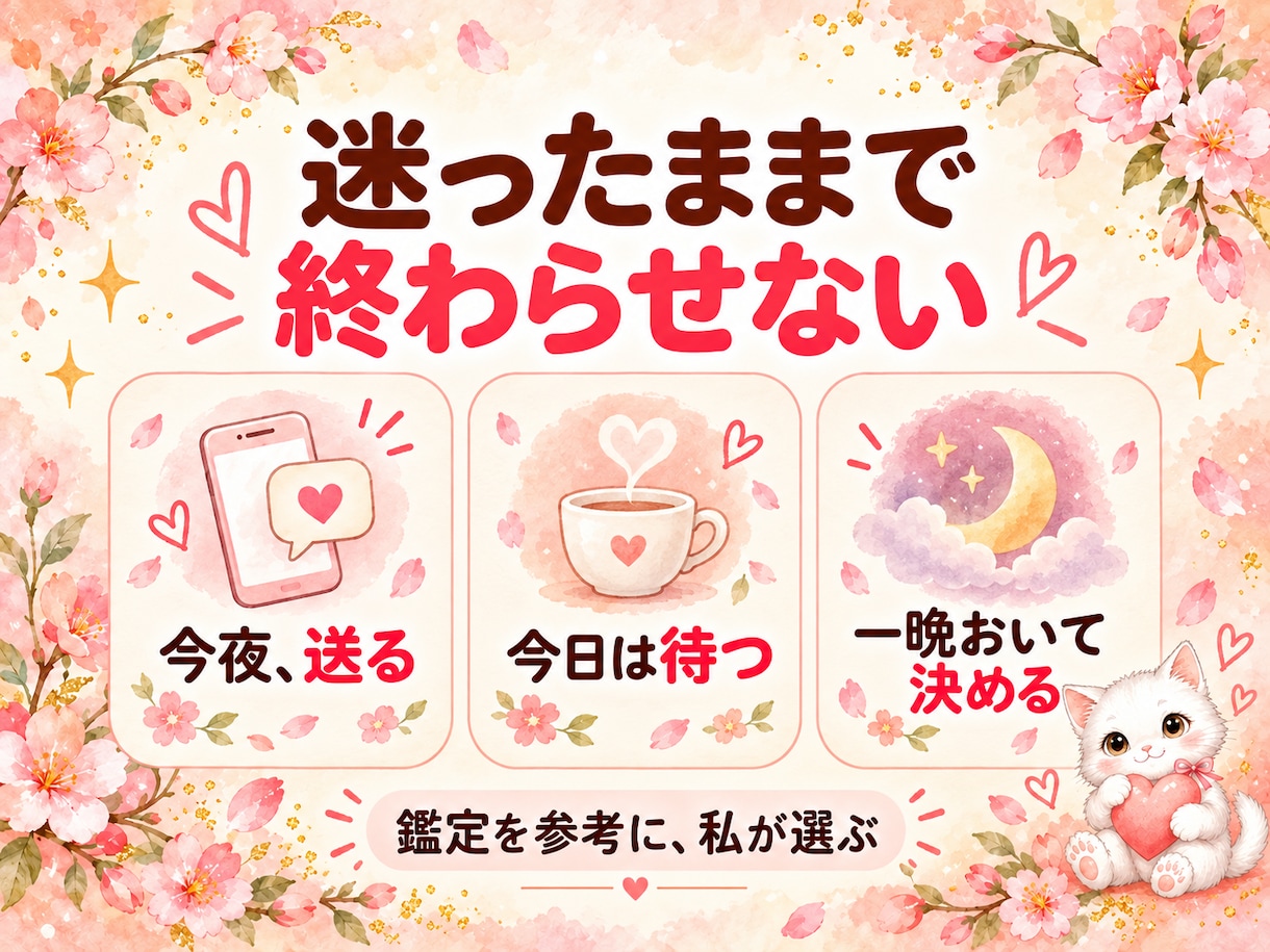 LINEする？待つ？今夜の選択肢を占います 18〜22時受付｜彼の気持ちと、今できることをお伝えします イメージ4