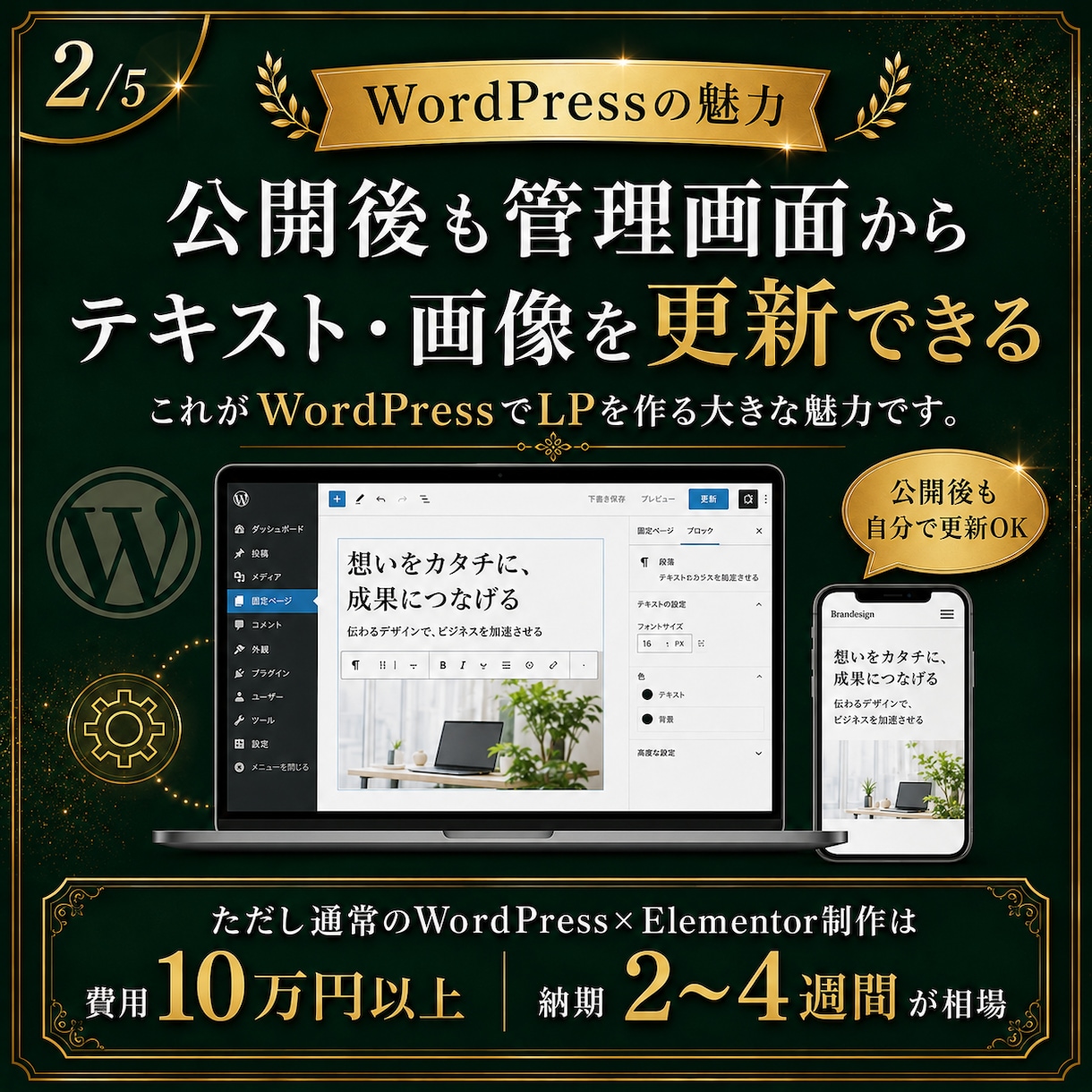WordPressで更新できるLPを制作します WP×Elementor実装｜6月末まで60,000円 イメージ3