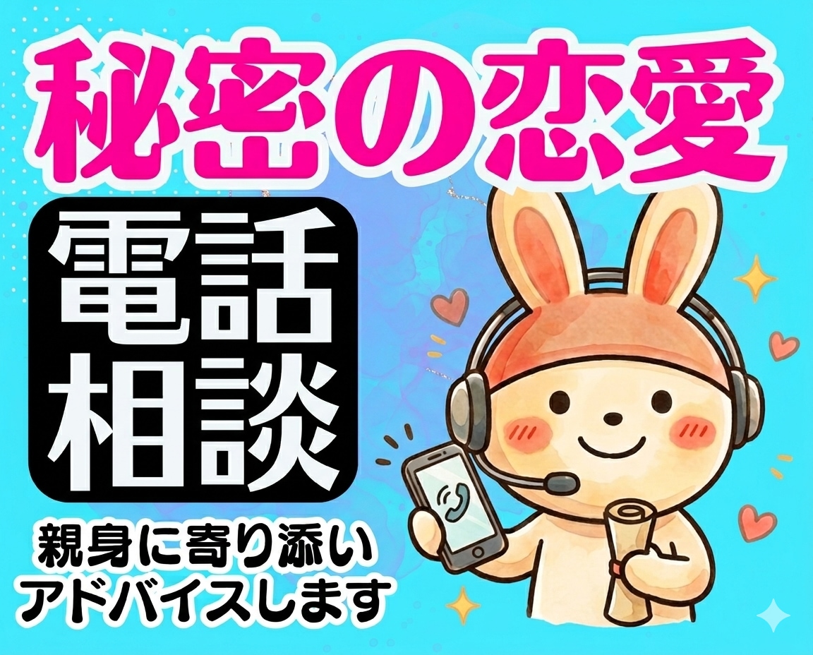 秘密の恋愛❗夫婦喧嘩・離婚❗雑談・愚痴全て聞きます 不倫浮気片思い恋活婚活結婚毒親復縁介護仕事人間関係の電話相談 イメージ1