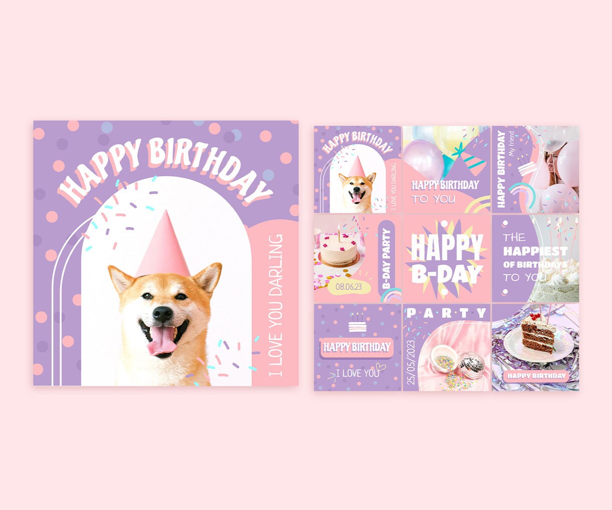 大切な人の誕生日をおしゃれな画像でお祝いします SNS投稿用の誕生日画像を9枚セットでお届けします！ イメージ1