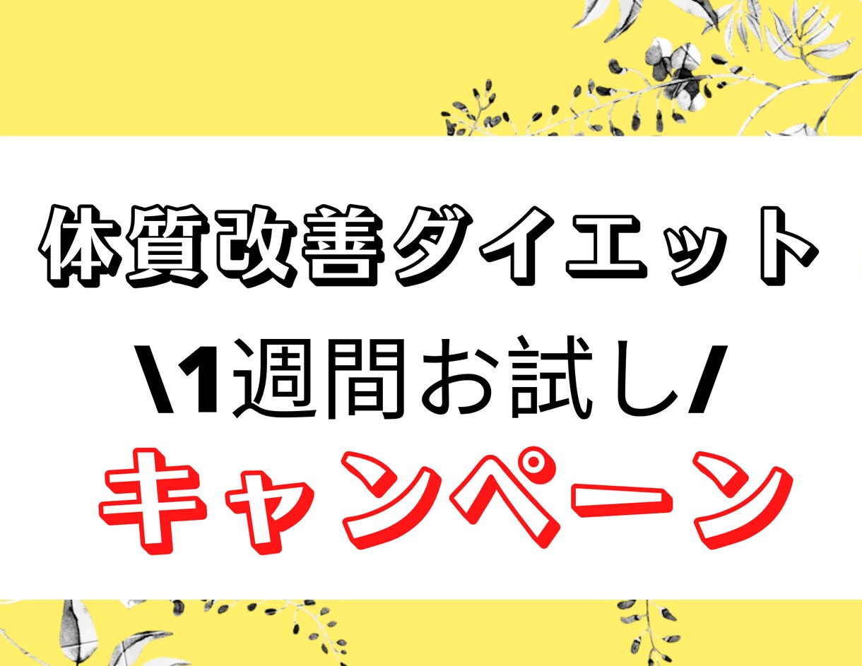 体質改善して痩せやすい体質にします あなたに合うとっておきのダイエット方法を イメージ1