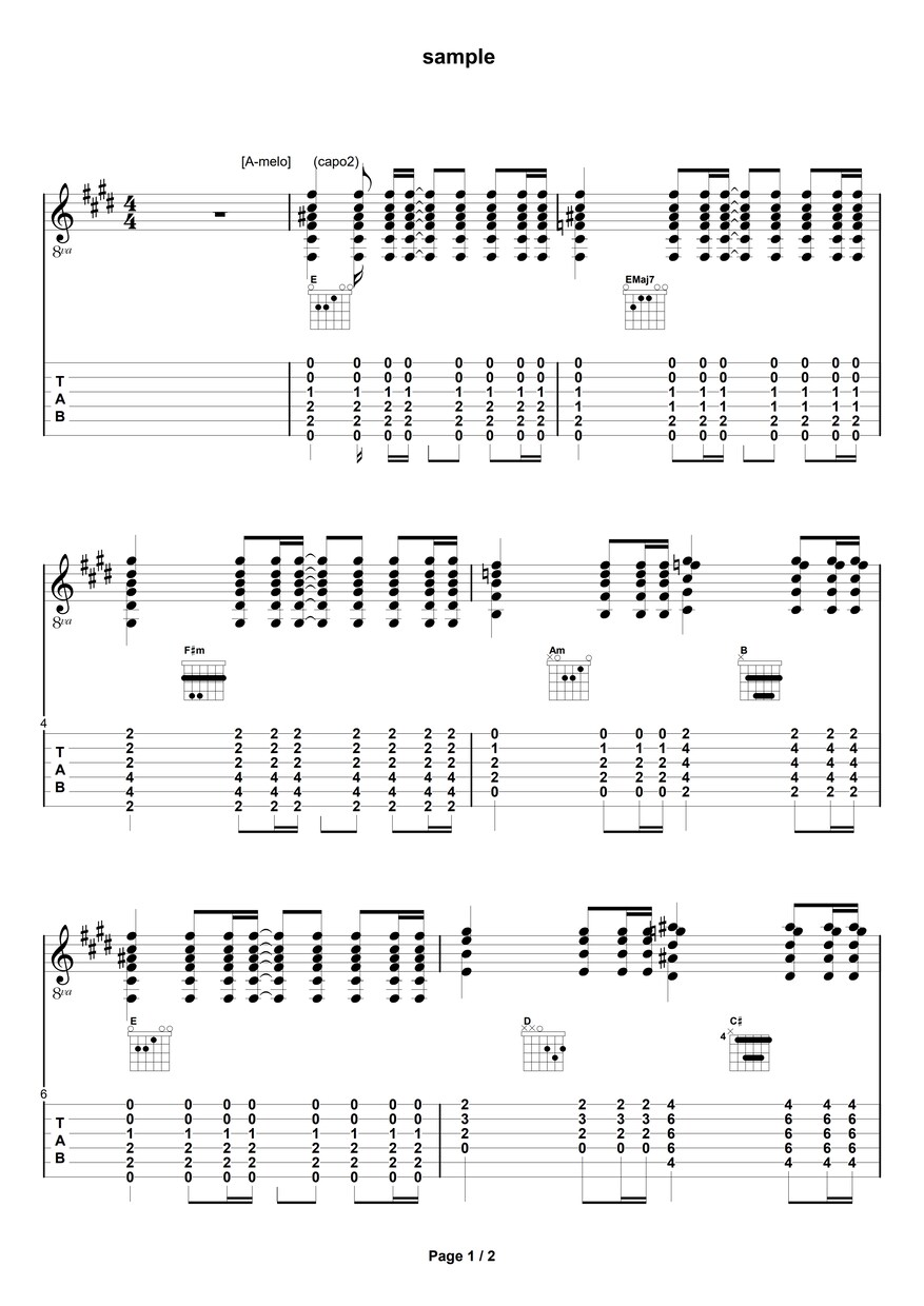 弾きたい曲のギターパートのTAB譜作成いたします ギターは弾けるけど耳コピ無理な方へ。キー変更もＯＫです！ イメージ7