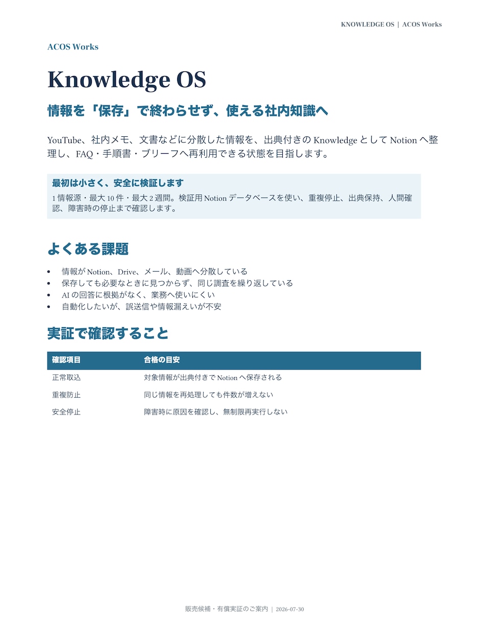 社内情報をNotionの知識に整理します 出典・重複防止・安全停止まで小さく検証 イメージ1