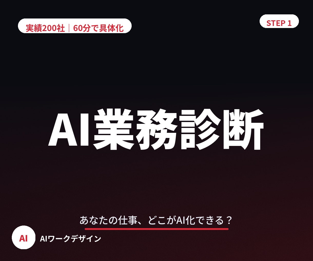 あなたの仕事でAI化できる業務を診断します 実績200社｜あなたに合うAI活用法を60分で具体化 イメージ1