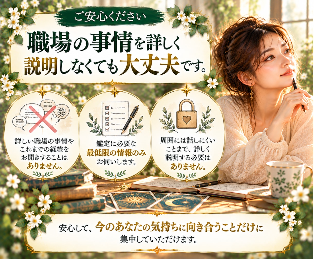 仕事の悩み｜転職に迷うあなたの本音を読み解きます 「私はどうしたい？」が見えてくる自己分析タロット鑑定 イメージ7