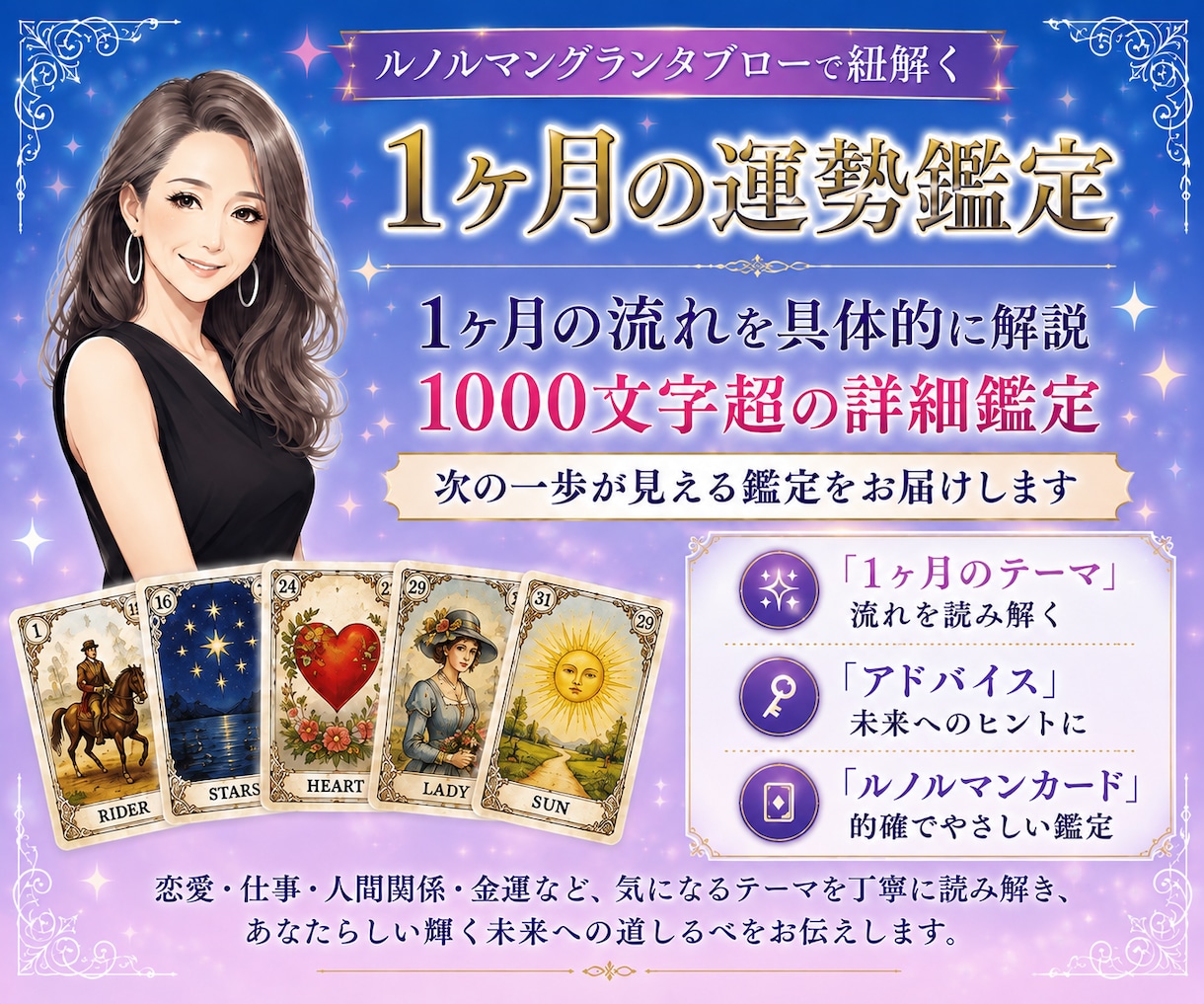 ルノルマングランタブロー1ヶ月の運勢をお届けします 1ヶ月の運勢どんな運気の波が来ているのか進む方向性を見つける イメージ2