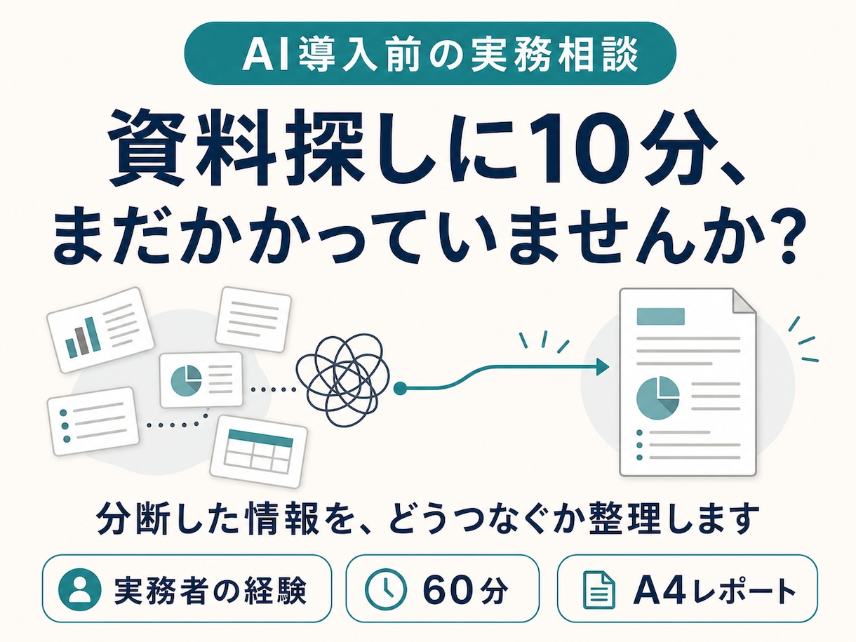 AI導入前の情報が見つからない悩みを整理します 資料探しに10分、情報が分断していませんか？ イメージ1