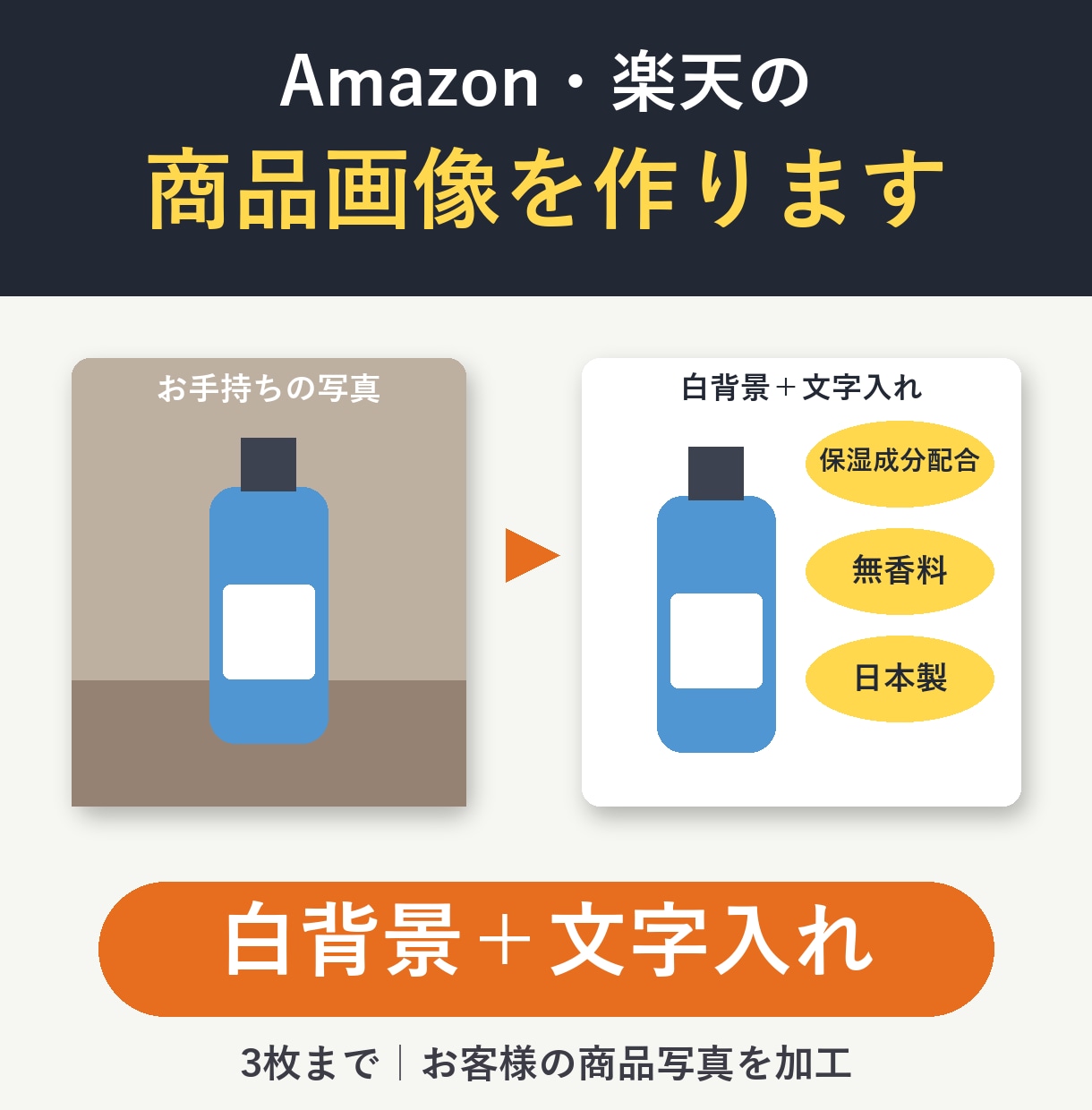 Amazon・楽天向けに商品写真を仕上げます 返信はすぐ。参考画像に合わせて仕上げます イメージ1