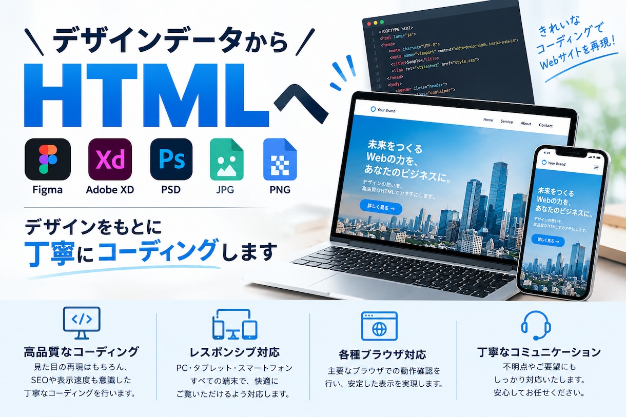 期間限定5,000円HTMLコーディングします 期間限定｜デザイン再現｜レスポンシブ対応｜LP・Webサイト イメージ3
