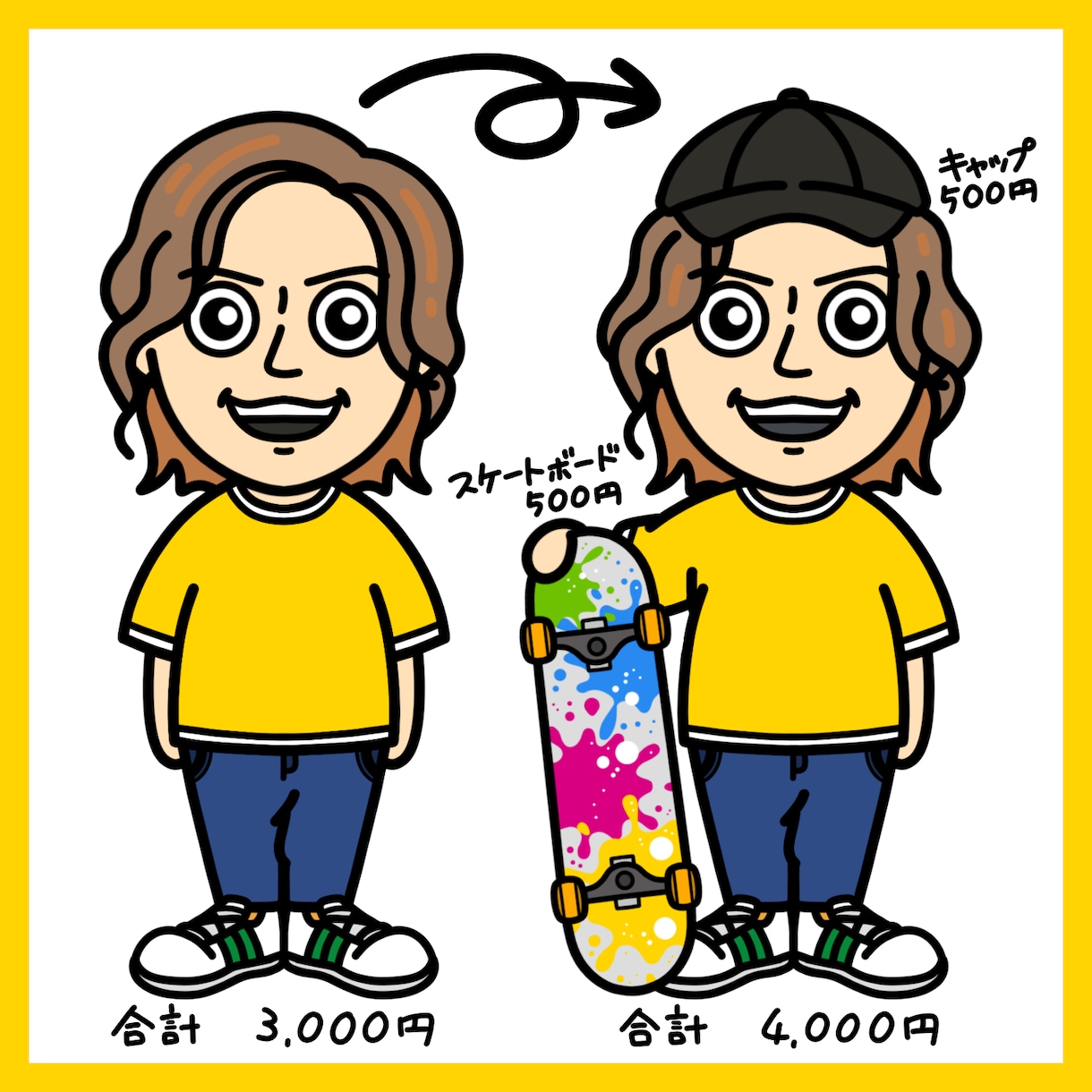 可愛くデフォルメした、二頭身の似顔絵をお描きします SNSのアイコンにピッタリ、あなただけの特別な1枚をぜひ！ イメージ3