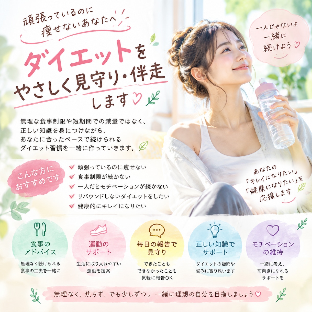 あなたのダイエットを優しく見守り伴走します 2週間　ダイエット見守り・伴走サービス イメージ1