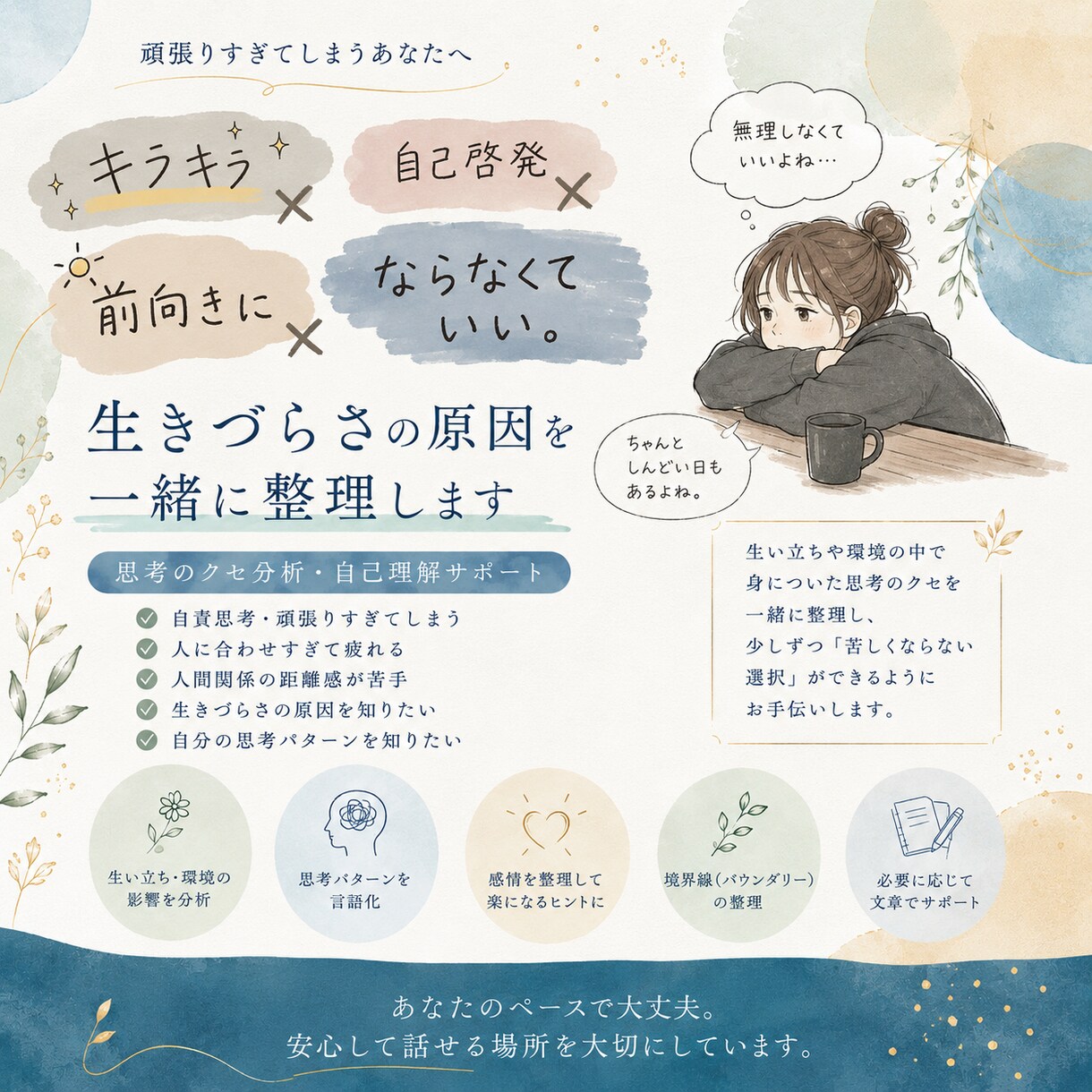 生い立ちや環境からあなたの思考を整理します 無理にポジティブにならなくていい。自分を生きやすくしよう イメージ1