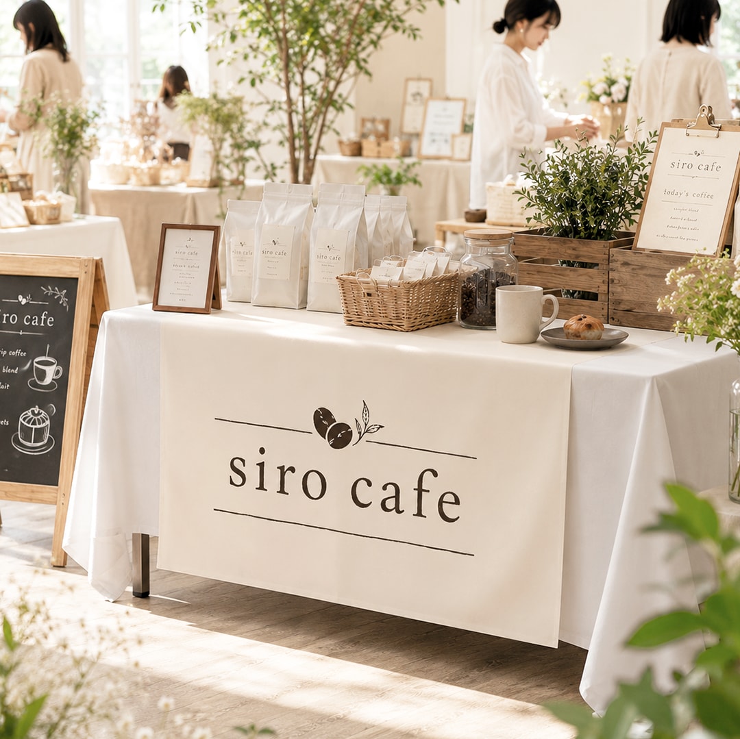 ロゴ＆ショップ名入り テーブルクロスお作りします イベント・マルシェ出展時に　布看板・タペストリー イメージ2