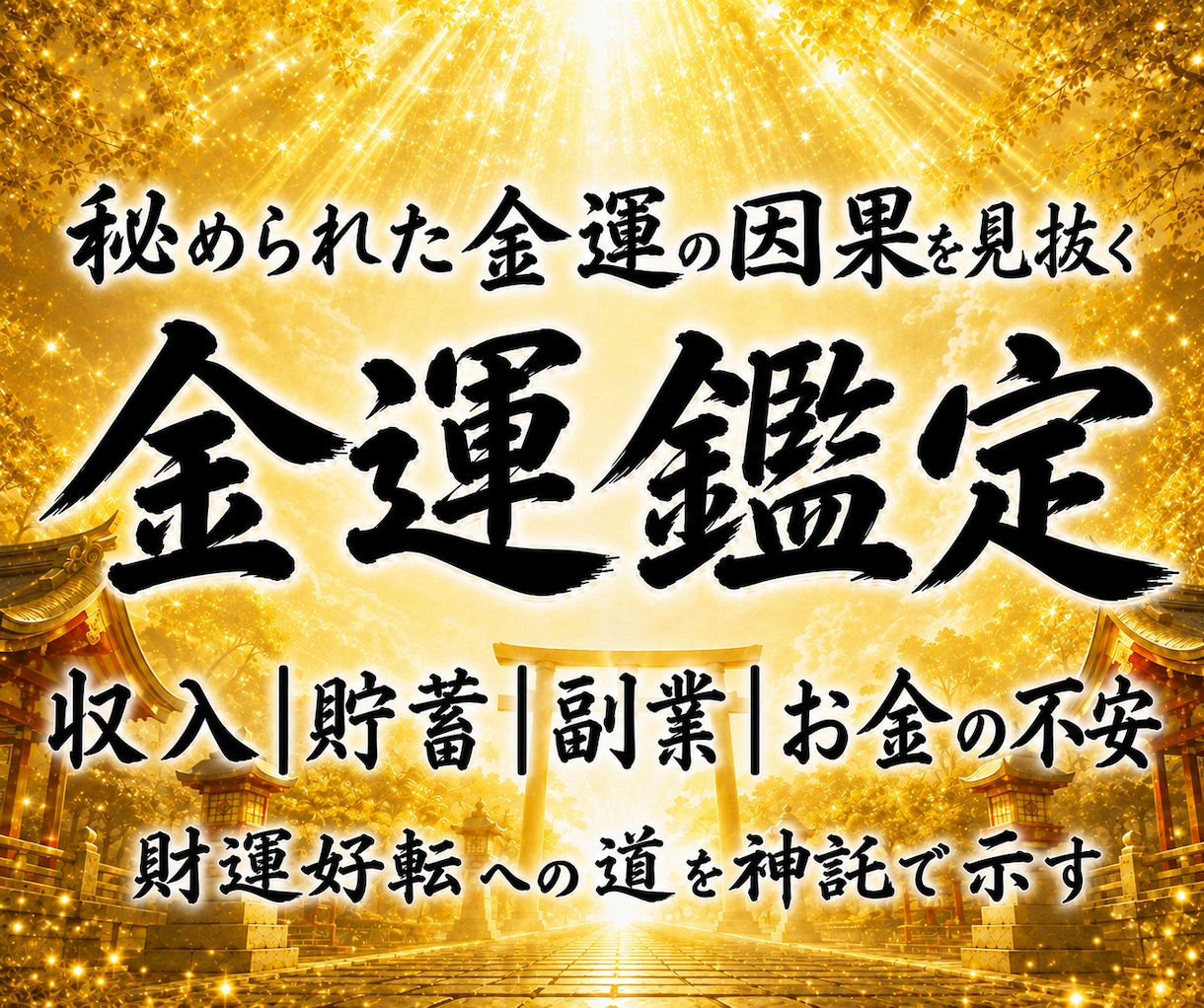 金運鑑定｜神主が秘められた金運の因果を霊視します 金運上昇｜収入・貯蓄・副業・お金の不安に好転の道筋を イメージ1