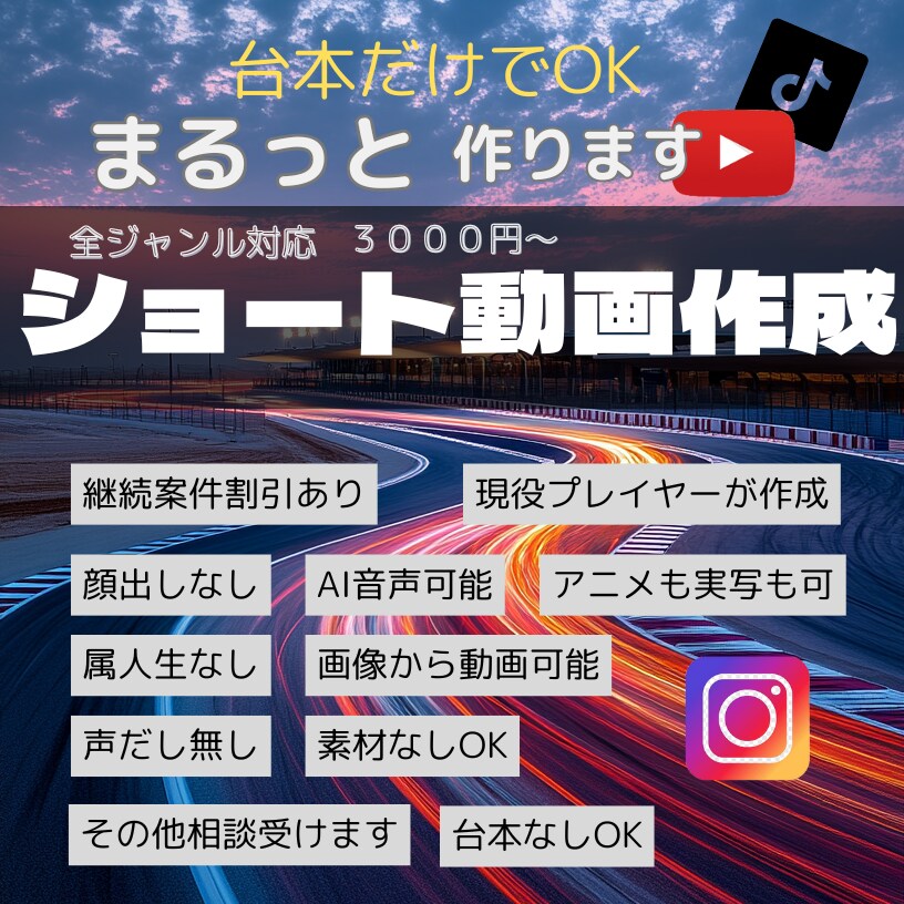 素材なしでショート動画作成します 現役プレーヤーがショート動画作成！！総フォロワー２万人 イメージ1