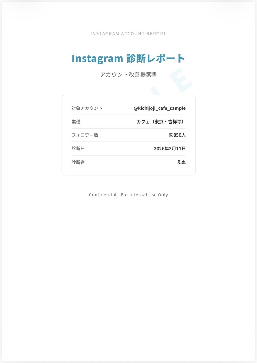 あなたのインスタ、伸びない原因を見つけます 伸びない原因をレポートにまとめて改善アクションを整理 イメージ2
