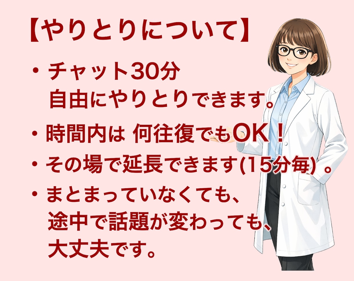あなたの決断、受け止めます｜女性医師が話を聞きます 「これでよかった」決断後のモヤモヤがやわらぐ｜チャット30分 イメージ2