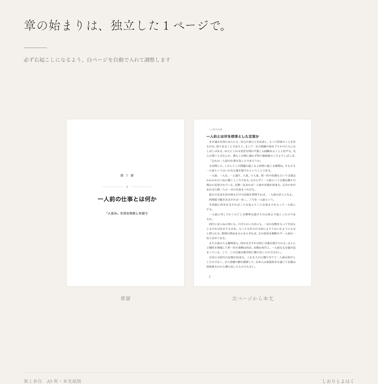エッセイ・自費出版の本文をA5の本に組みます 書き上げた原稿を、そのまま印刷所へ出せる形に イメージ3
