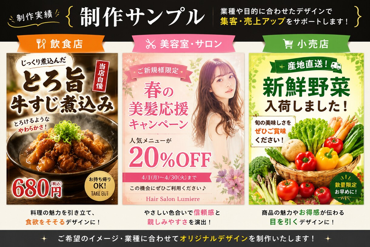 店舗集客用POP制作しますます 目を引く販促デザインで集客を支援します イメージ1