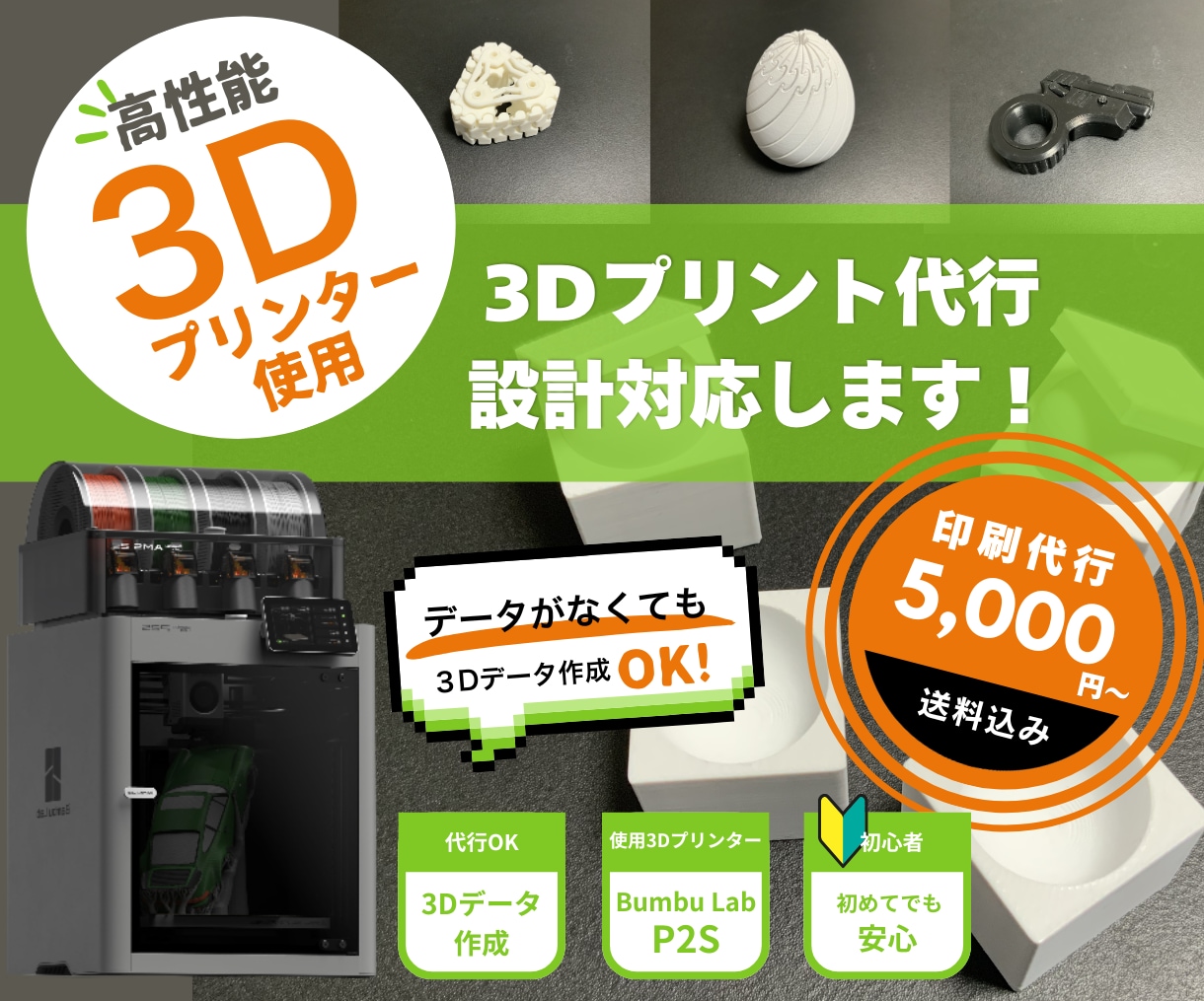高性能3Dプリンターの高精度なプリントで納品します 初心者OK！設計から印刷まで丸ごと対応 イメージ1