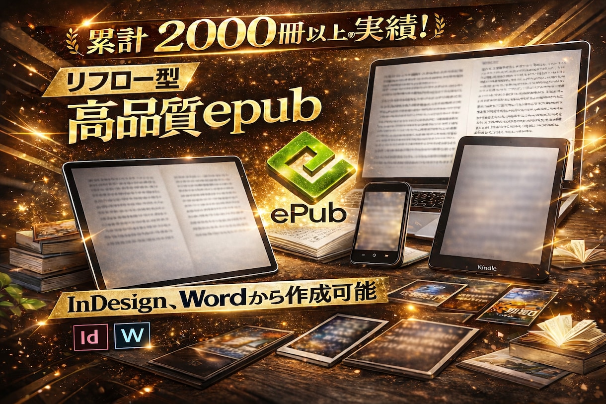 InDesign等からリフロー型epubを作ります 作成物はApple、Kindle等に対応の高品質なepub イメージ1