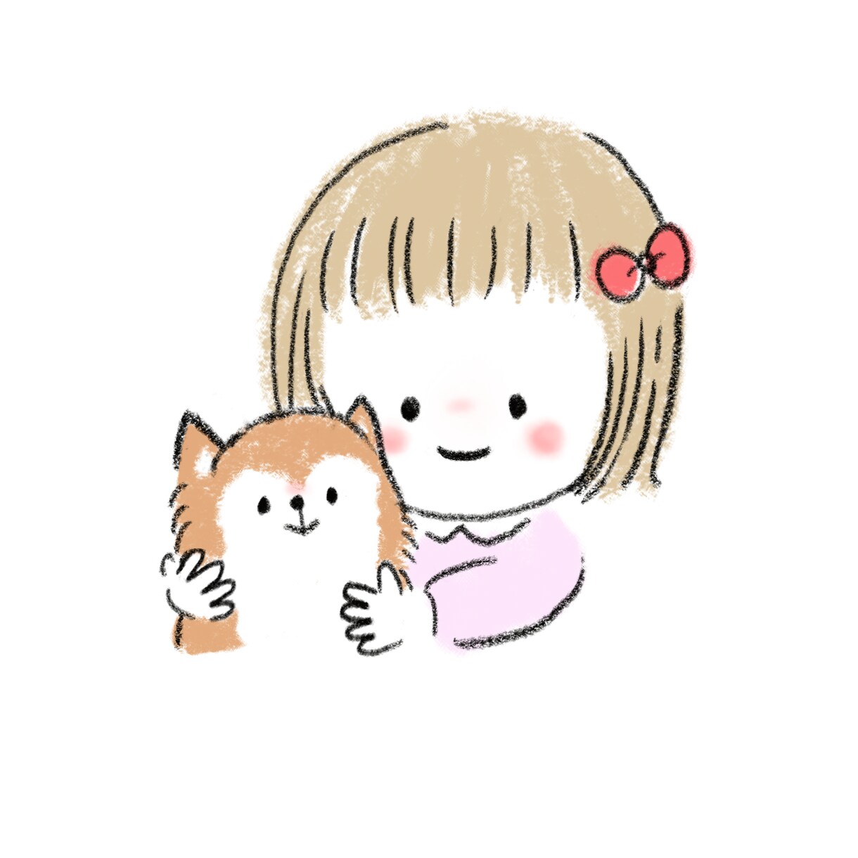 手書きがかわいい、目を引くアイコンお描きします お子様の似顔絵イラストや、ペットとの2ショットもOKです！ イメージ4