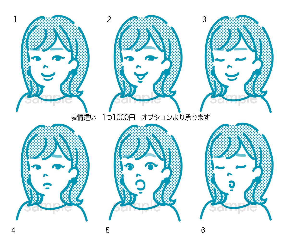 シンプルな線画でおしゃれな似顔絵制作します あなたを線と色で表現♪表情ちがいもご用意しております イメージ6