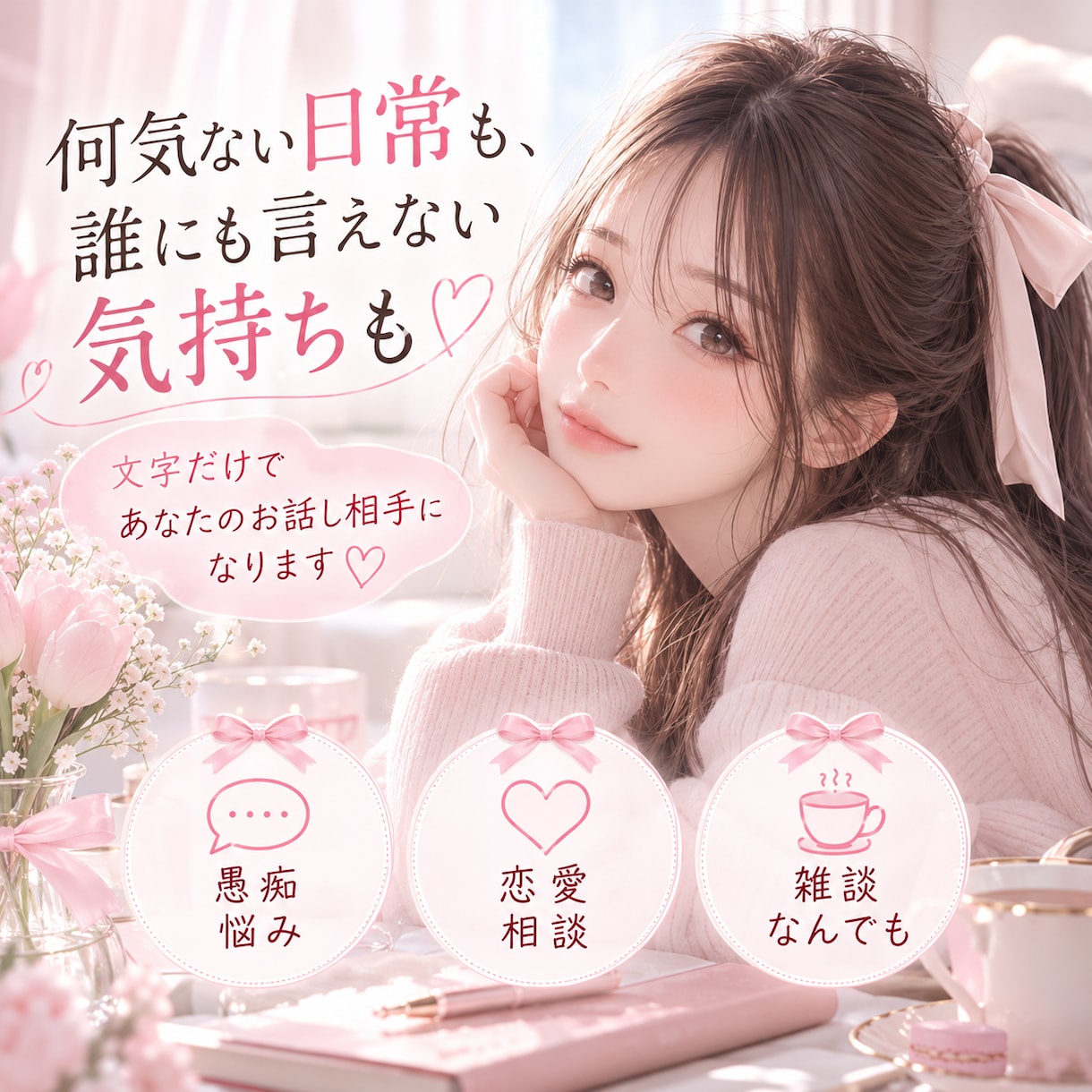 愚痴も悩みもあなたのお話を優しく聞きます 何気ない日常も、誰にも言えない気持ちも♡ イメージ1