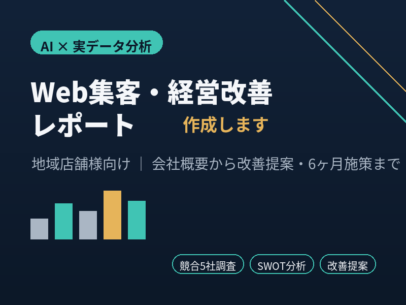 店舗の競合調査とWeb集客改善レポートを作成します 証券営業×AI｜調べた根拠を示し、次の一手を比較表で提案 イメージ1