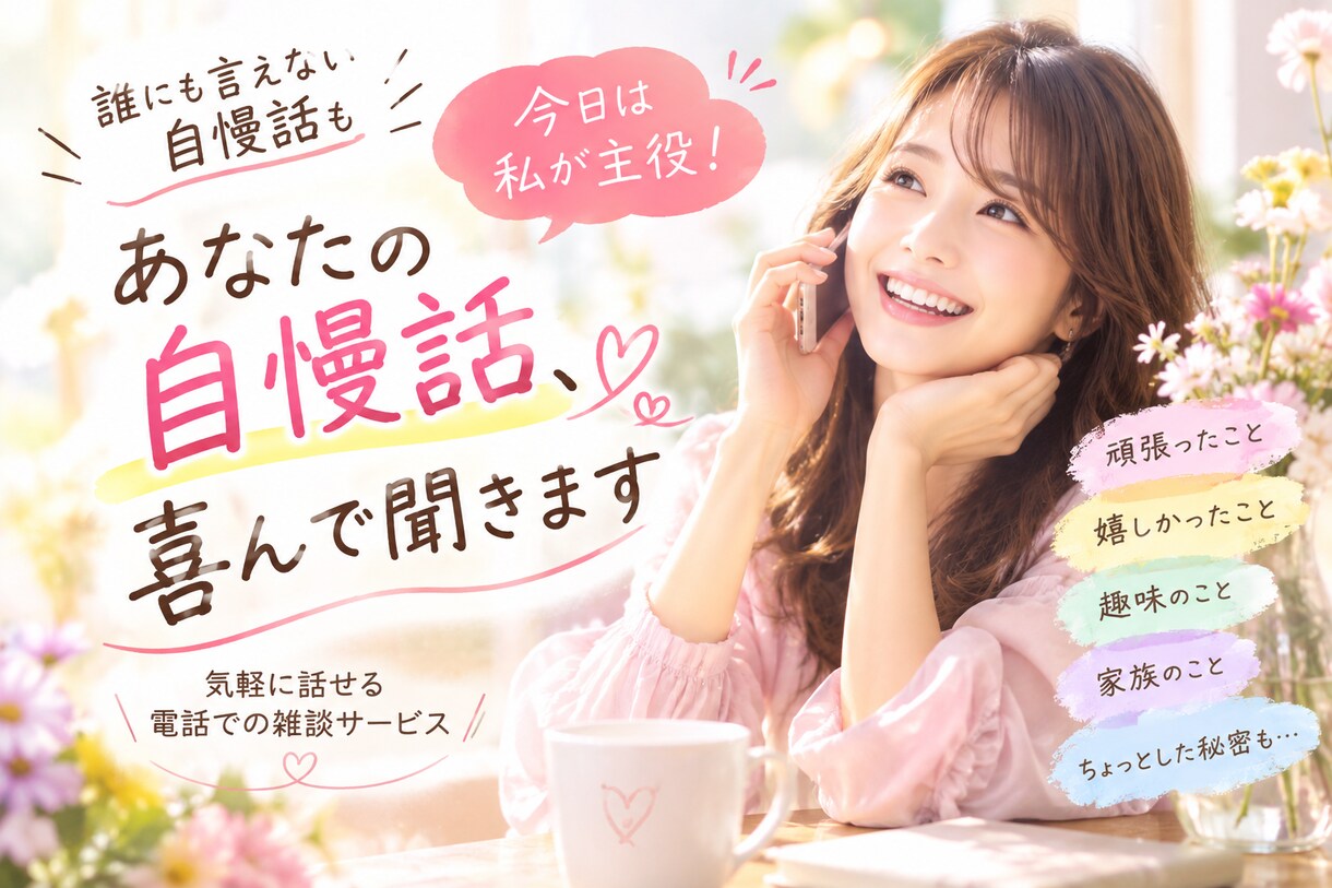 あなたの自慢話、喜んで聞きます 「ねえ聞いて！」あなたの自慢話、喜んで聞きます イメージ1