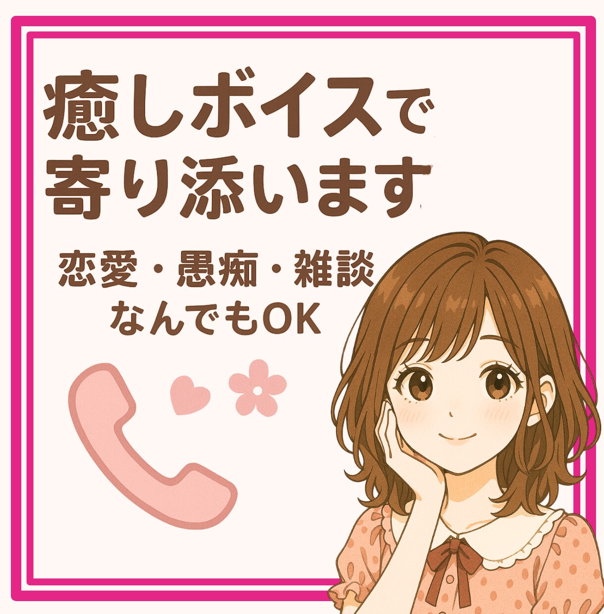 癒しボイスで寄り添います 癒し系で大人女子が、あなたの気持ちに寄り添います イメージ1