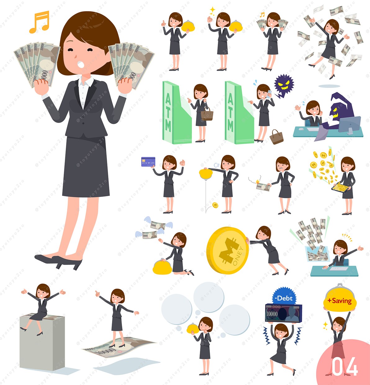 ビジネス女性イラスト（等身高め） Aを販売します 【DLデータ販売商品】即日納品いたします。 イメージ4