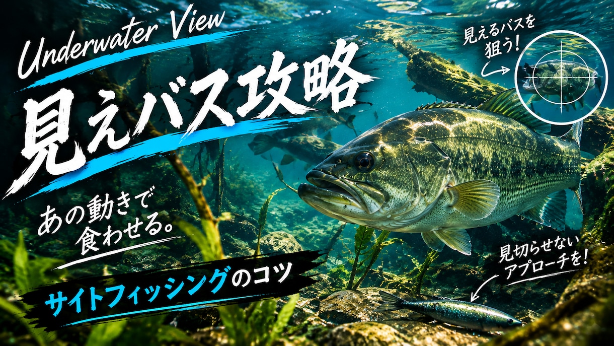 バス釣りSNS画像をかっこよく作ります 釣り人目線で目を引くデザインに仕上げます イメージ2