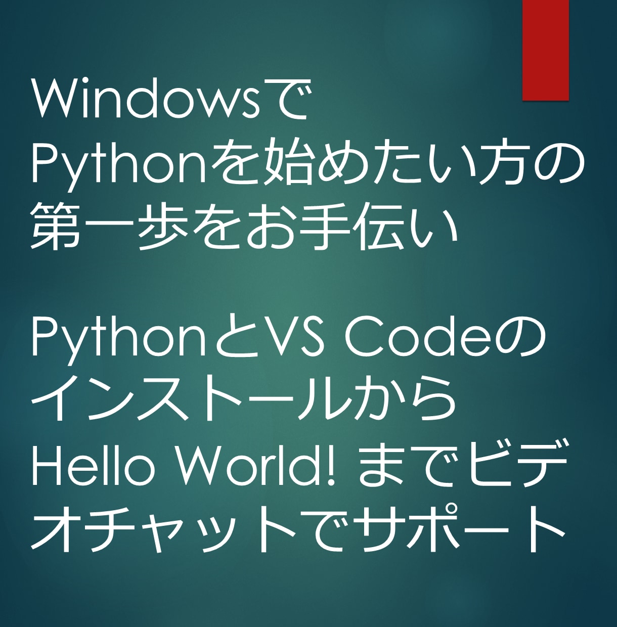 Pythonプログラミングの第一歩をお手伝いします インストールからHello World!までビデオチャットで イメージ1