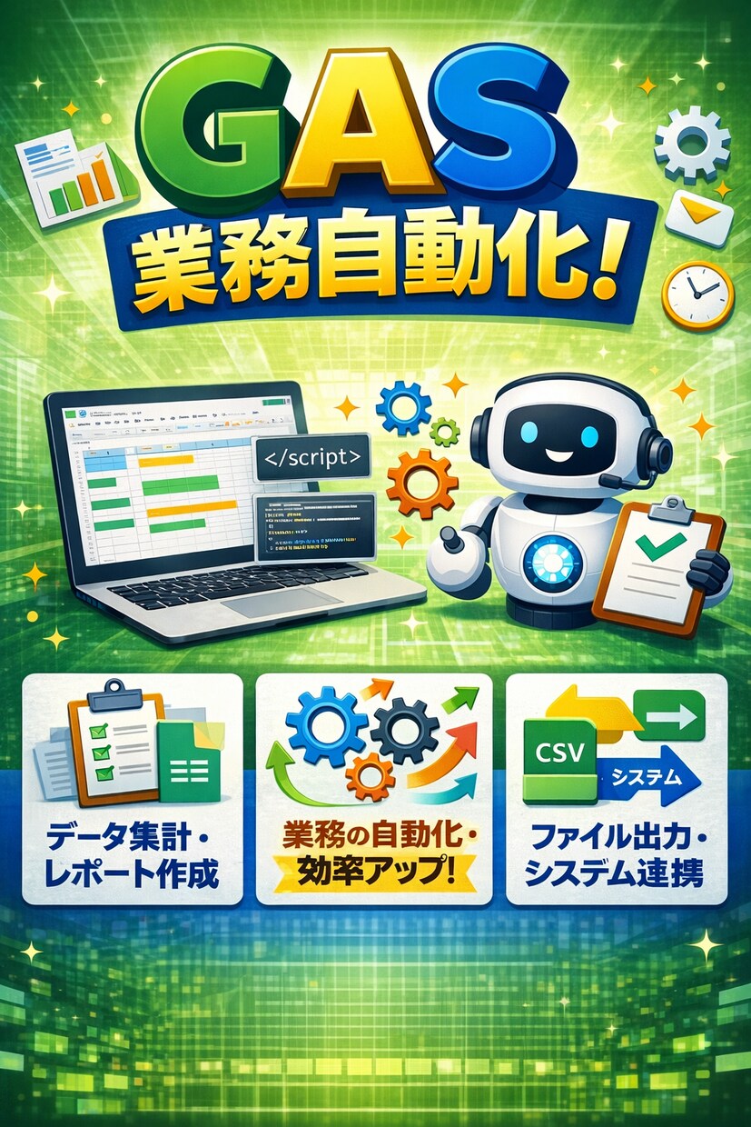 面倒なコピペ・集計をGASで解決します スプレッドシート自動化します！ イメージ1
