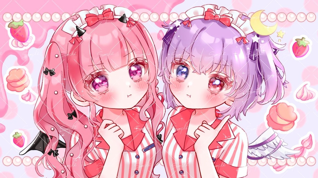 アイドル、配信者様向けの可愛いイラストを制作します 魔法少女、ロリータ、アイドル衣装、スイーツ系などが得意です イメージ2