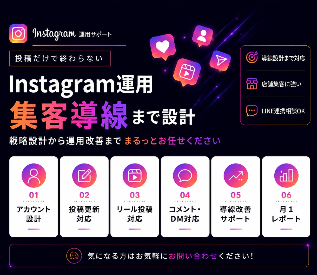 Instagram本気で１ヶ月運用代行します 投稿作業だけでなく、導線や見せ方まで一緒に整えます！ イメージ1