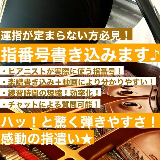 最適な指遣いを楽譜に書き込みます 運指が定まらない方へ！運指一つで驚きの弾きやすさを体感♪ イメージ1