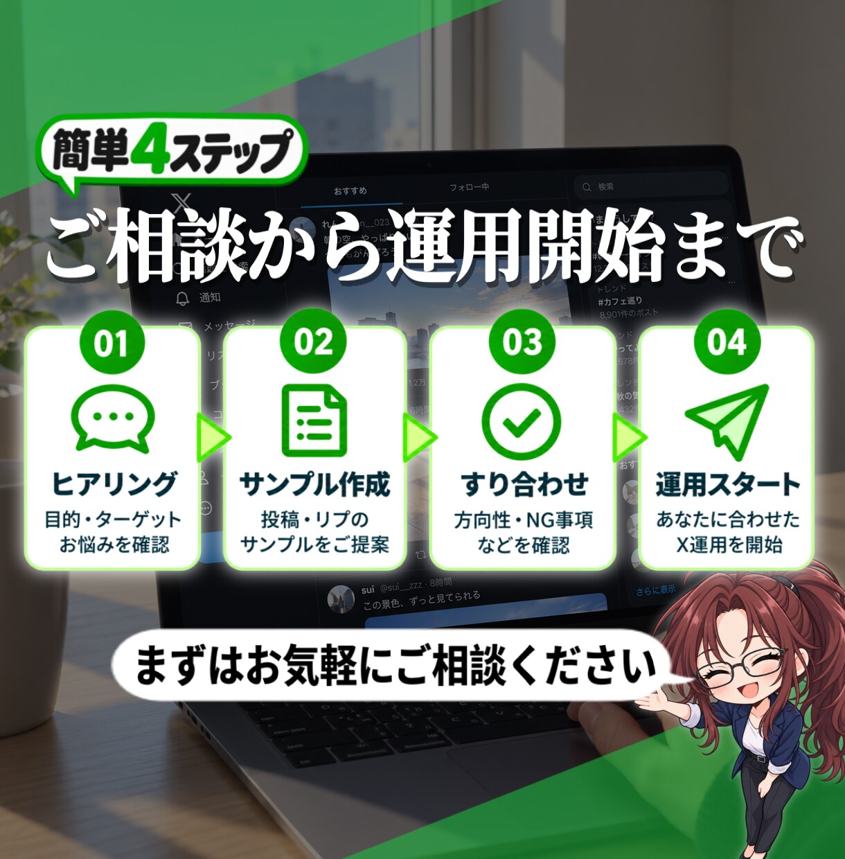 総フォロワー15万人を伸ばしたプロがX運用します X運用に追われる毎日から、本業に集中できる毎日へ！ イメージ7