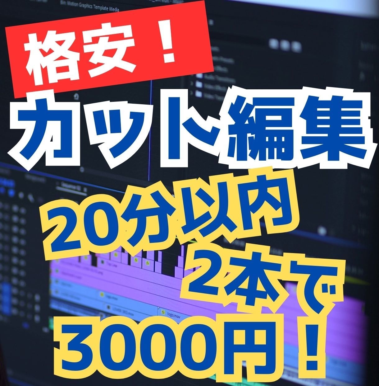 カット編集お受け致します 素材動画（各20分以内）2本で3000円！ イメージ1