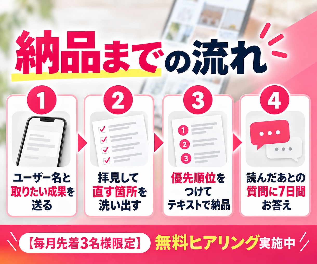 400万運用者が第三者目線でインスタを添削します 通話なしでOK｜直す順番まで決めた添削をテキストで イメージ6