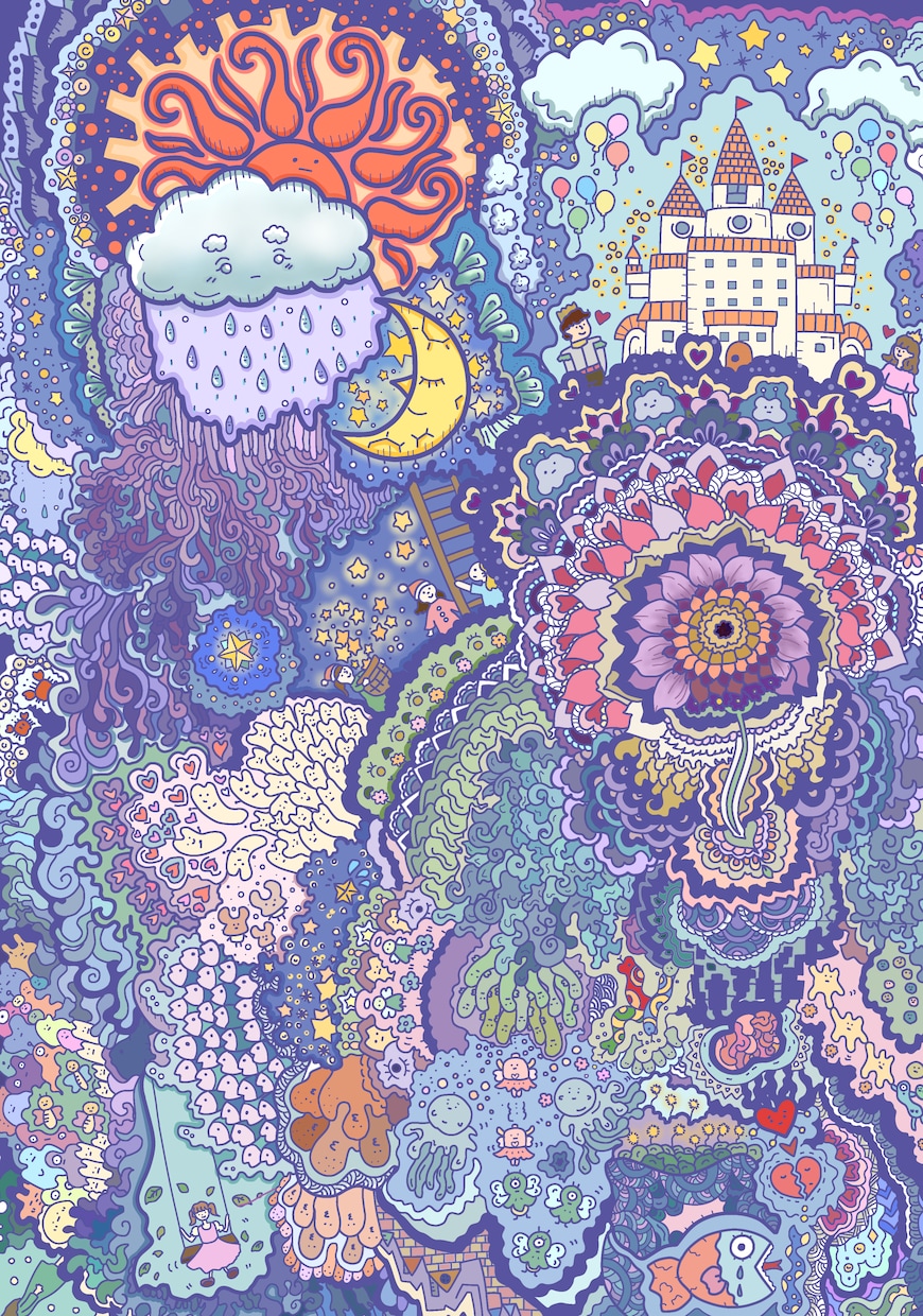 独創的な世界観をイラストを制作します 誰とも被らない、独創的なカラフル線画はいかがでしょうか！ イメージ5