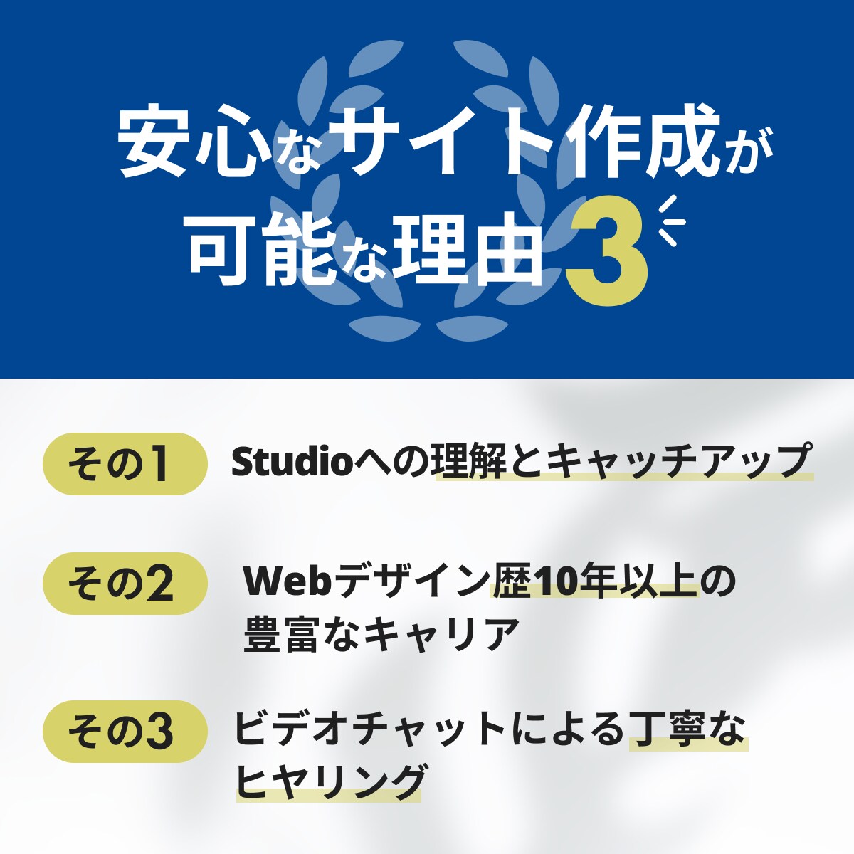 Studioで高品質なホームページ作成します 実績多数の現役デザイナーの作る高品質で編集可能なHP イメージ2